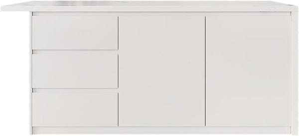 homary 72" Kitchen Island with Storage Kitchen Cabinet Marble Veneered Top Large Island Table with Seating - Image 8