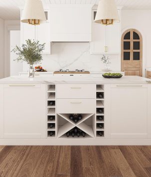homary 72" Modern White Melamine Kitchen Island with Wine Storage & Seating Space, Sturdy Board Dining Table with Extra Storage for Home